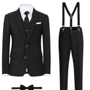 Black and White Formal Matching Set with Suspenders